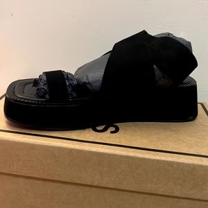 NIB Asos Design Black Suede Platform Sandal
